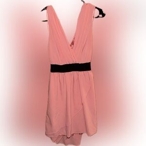Charlotte Russe Pink Backless Dress with Black Waistband